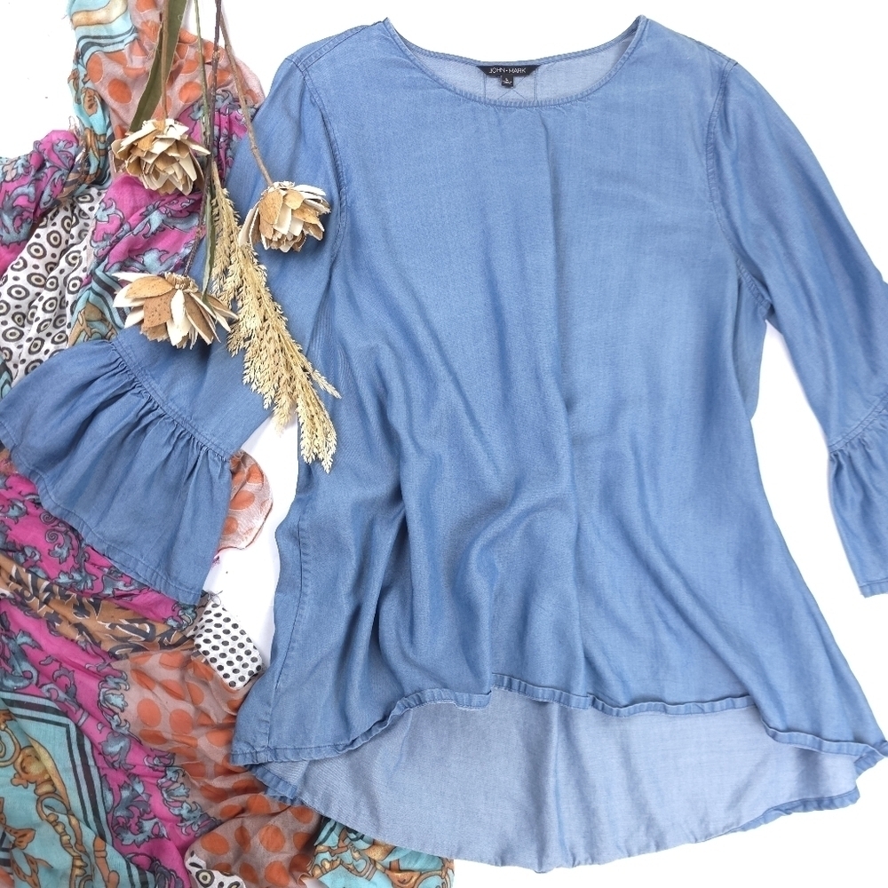 John Mark Blue Tencil Top Sz L